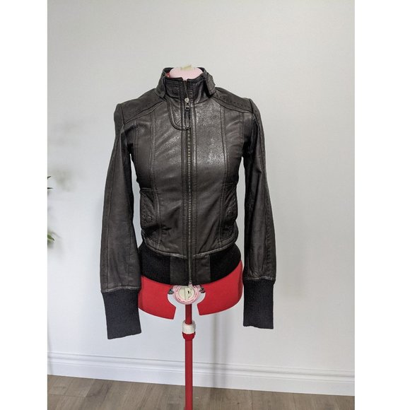 Danier Leather Jackets & Blazers - Danier Leather - leather jacket bomber - coffee brown